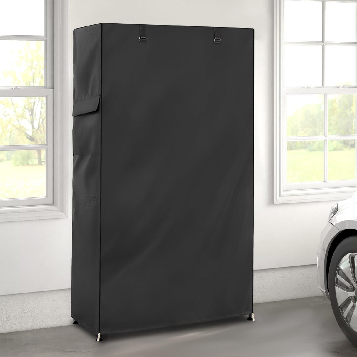 Exokugo Wire Shelf Cover,600D Heavy Duty 100% Waterproof Shelf Covers for Wire Shelving,Outdoor Storage Shelves Cover for Metal Rack,30" W x 14" D x 62" H,Black Exokugo