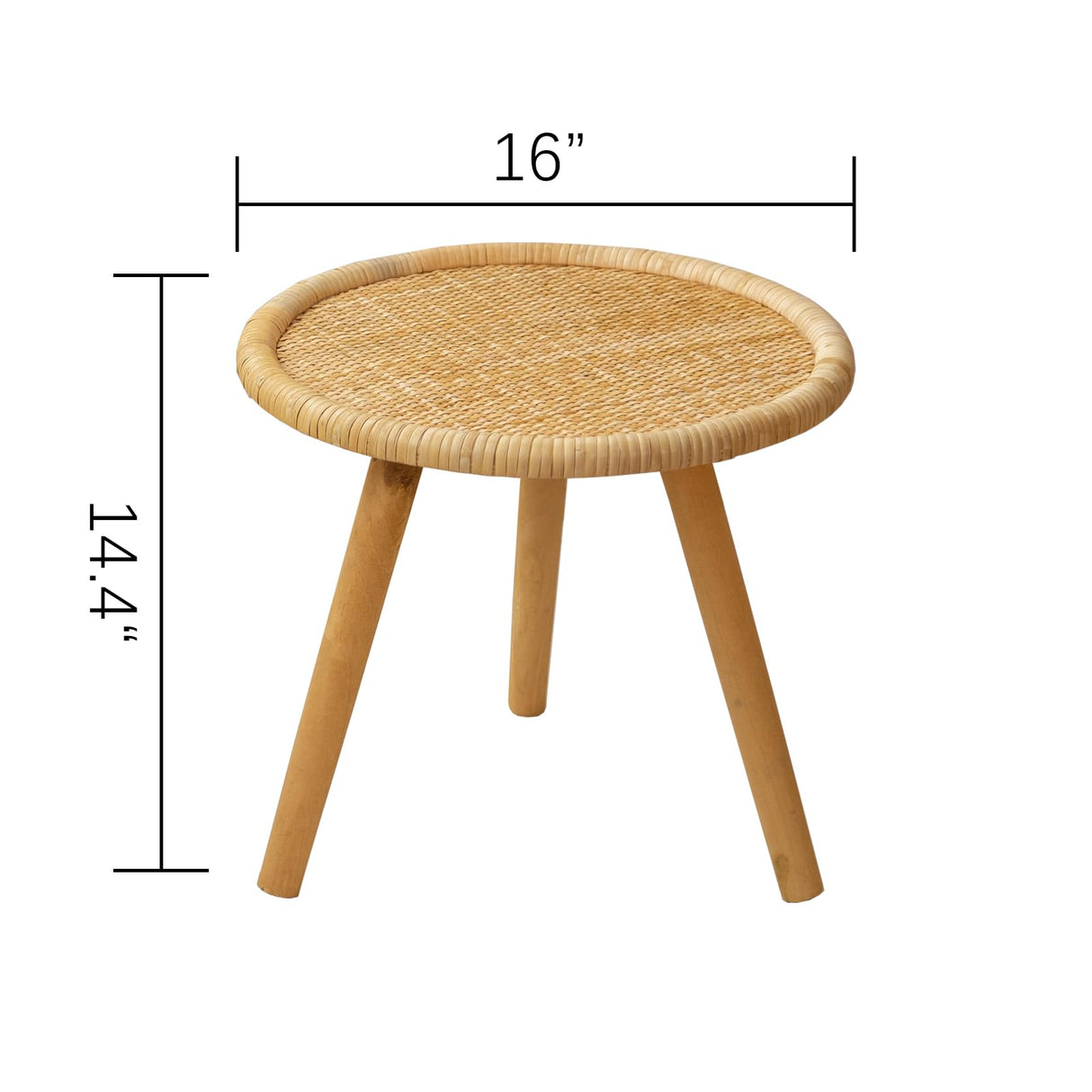 HuiDao Rattan Round Coffee Table, Boho Circle Side Table End Table for Living Room, Small Mid Century Accent Table for Bedroom Balcony HuiDao