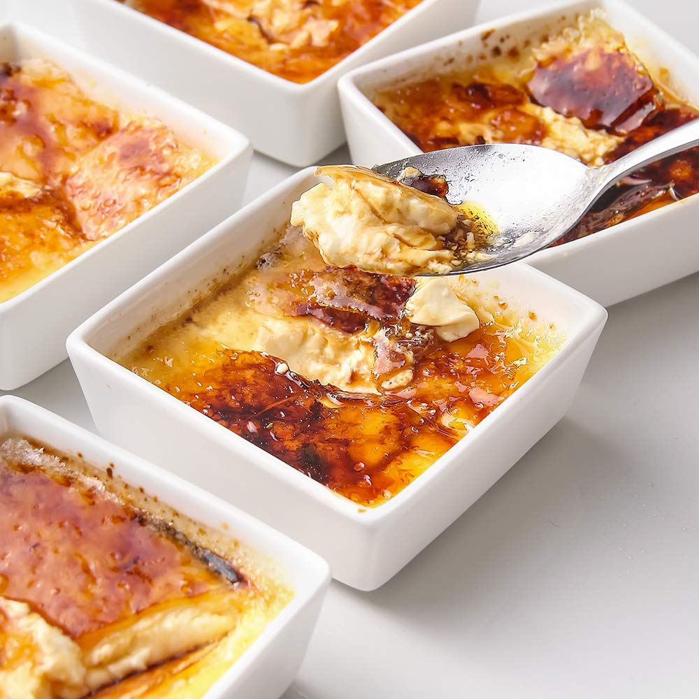 DOWAN Ramekins 6 oz Oven Safe, Square Ramekins for Creme Brulee, Porcelain Souffle Ramekins for Baking, Dessert Bowls Appetizer Bowls Dipping Sauce Dish, Set of 6, White DOWAN