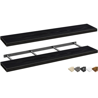 QEEIG Bathroom Shelves 55 inches Long Wall Shelf Large Extra Long 55 x 9 inch Set of 2, Black (008-140B)