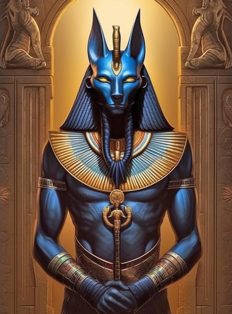 Diamond Art Painting Egyptian God Anubis Egypt Gods of Egypt Mythology Kit for Adults Diamond Art Painting by Number Kits Gem Art Wall Home Decor(Canvas 11.8 x15.8inch) WoodArtSupply