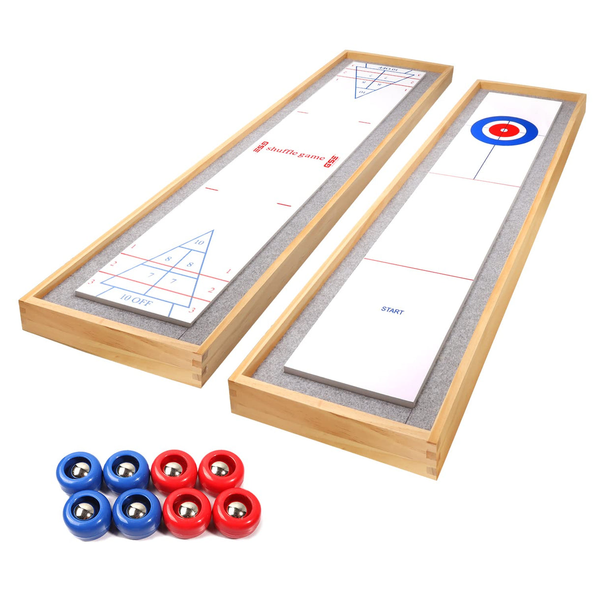 GSE 2-in-1 Solid Wood Mini Shuffleboard and Curling Tabletop Game Board Set with 8 Rollers Gifts for Kids and Adults GSE Games & Sports Expert
