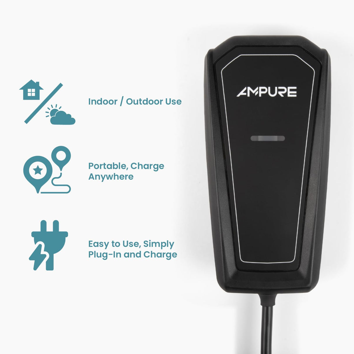 Ampure Portable EV Charger Level 2 Fast Charging Electric Car Charger with Carry Bag, 120v & 240v Nema 14-50 Plug-in, 20ft Cable - Indoor/Outdoor UL Energy Star Certified AMPURE