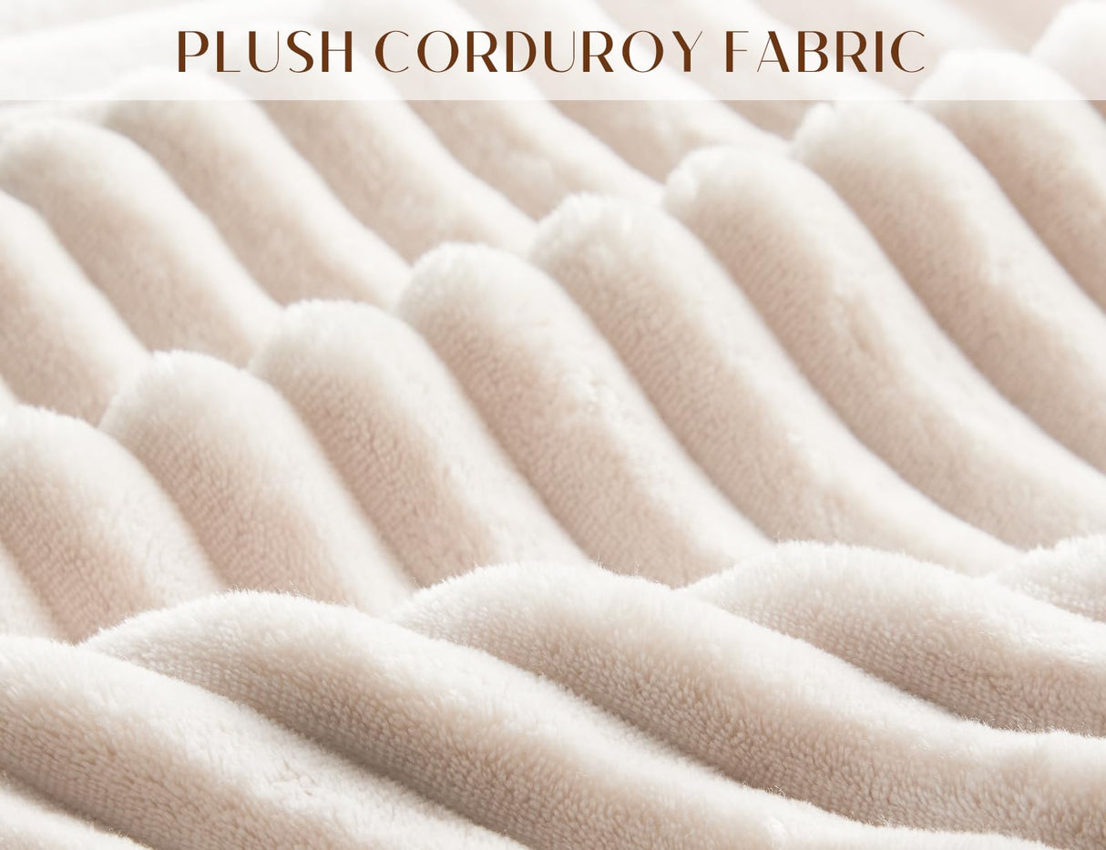 ohllob 110" Modular Sectional Sofa, L Shaped Couch with Chaise Lounge, Fluffy Corduroy Cloud Couch with Deep Seat for Living Room (Beige) ohllob