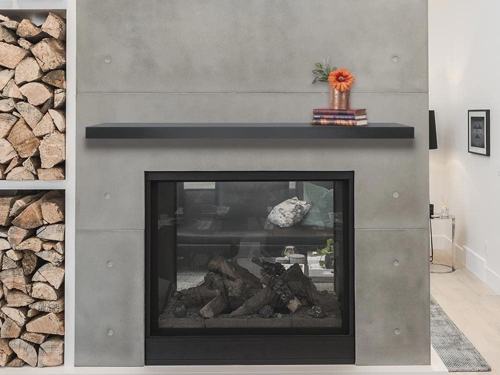 MANTELSDIRECT Tucker 68 Inch Metal Powder Coated Steel Non-Combustible Fireplace Mantel Shelf - Black | Beautiful Modern Shelf Perfect for Electric Fireplaces and More! MANTELSDIRECT