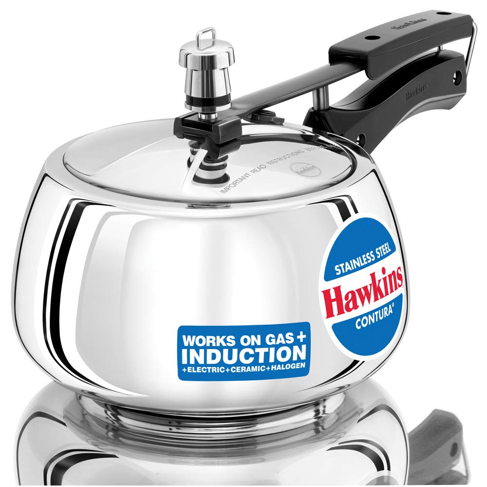 Hawkins 3 Litre Contura Pressure Cooker, Stainless Steel Inner Lid Cooker, Handi Cooker, Induction Cooker, Silver (SSC30) HAWKINS