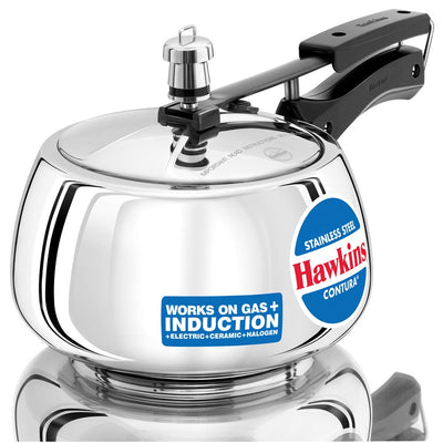 Hawkins 3 Litre Contura Pressure Cooker, Stainless Steel Inner Lid Cooker, Handi Cooker, Induction Cooker, Silver (SSC30)