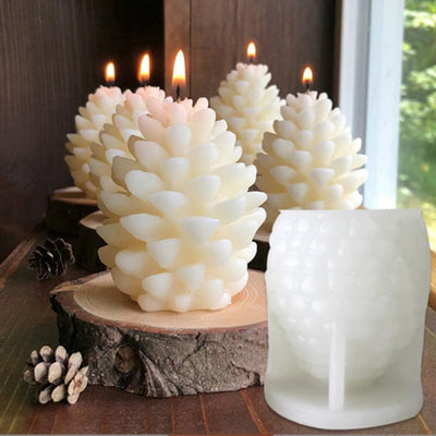 Christmas Pinecone Silicone Candle Molds 3D Pine Cone Candle Molds Silicone Resin Candle Mold Soap Mold Xmas Theme Resin Concrete Mould for Christmas Party DIY Table Home Decor Supplies (1 Pc)