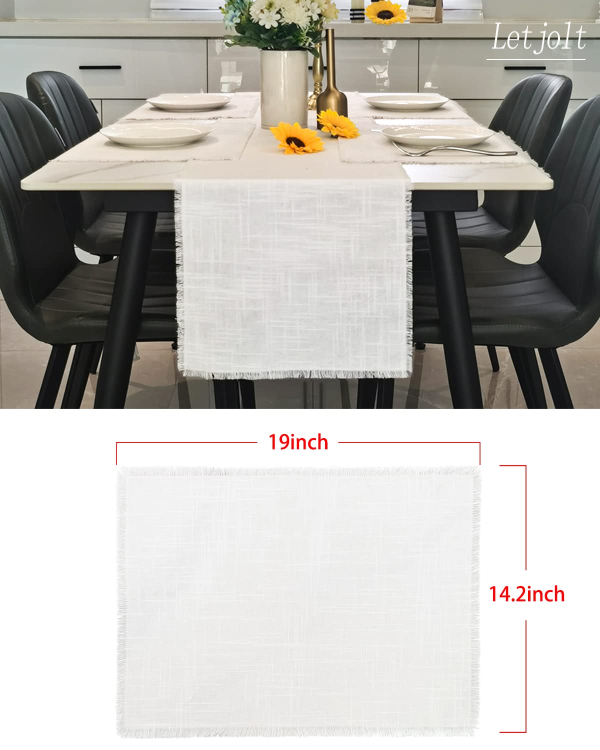 Letjolt White Placemats Farmhouse Cotton Linen Place Mats Set of 4 Home Kitchen Dining Table Decor Letjolt