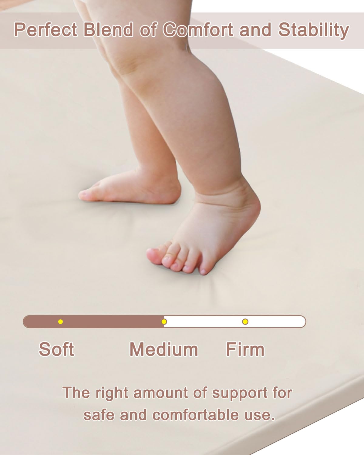 SEPARO Baby Play Mat for Floor,1.3" Thick Foam Nursery Rug with Removable Washable Cover,Non Slip Soft Velvet Kids Play Crawling Mat for Toddlers,Infants,Yoga Mat,Tatami Mat,50x50 Inch Beige SEPARO