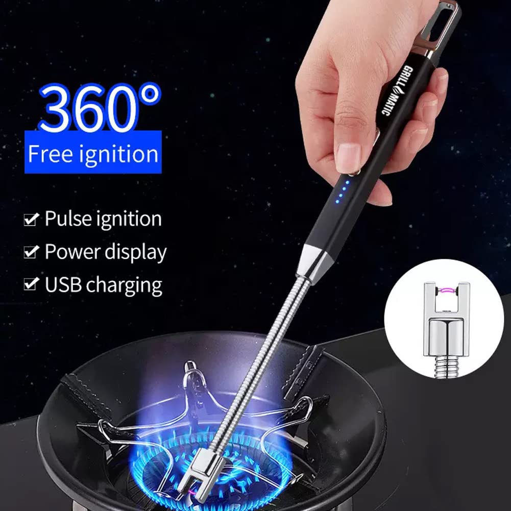 GRILLMATIC Windproof, Rechargeable, Flexible Neck, Lithium Ion, Electronic, Butane Free, Flameless, USB Grill Lighter GRILLMATIC
