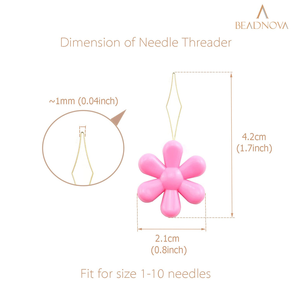 BEADNOVA Embroidery Needle Threader Tool 5pcs Plastic Flower Head Sewing Machine Needle Threader for Hand Sewing Cross Stitch Craft Knitting Quilting (5pcs, Mix Colors) BEADNOVA