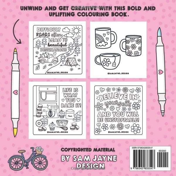 Positive Quotes and Icons: Bold and Easy Colouring Book WoodArtSupply