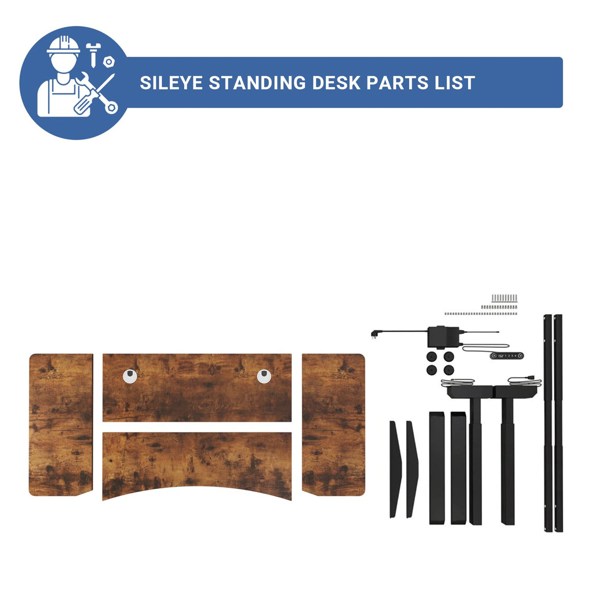 Sileye Electric Sit Dual Motor Height Adjustable, Memory Stand Up Desk with Drawer, Ideal for Daily Use at Home Office, Bedroom, 63x30 Inch, Dark Brown Sileye