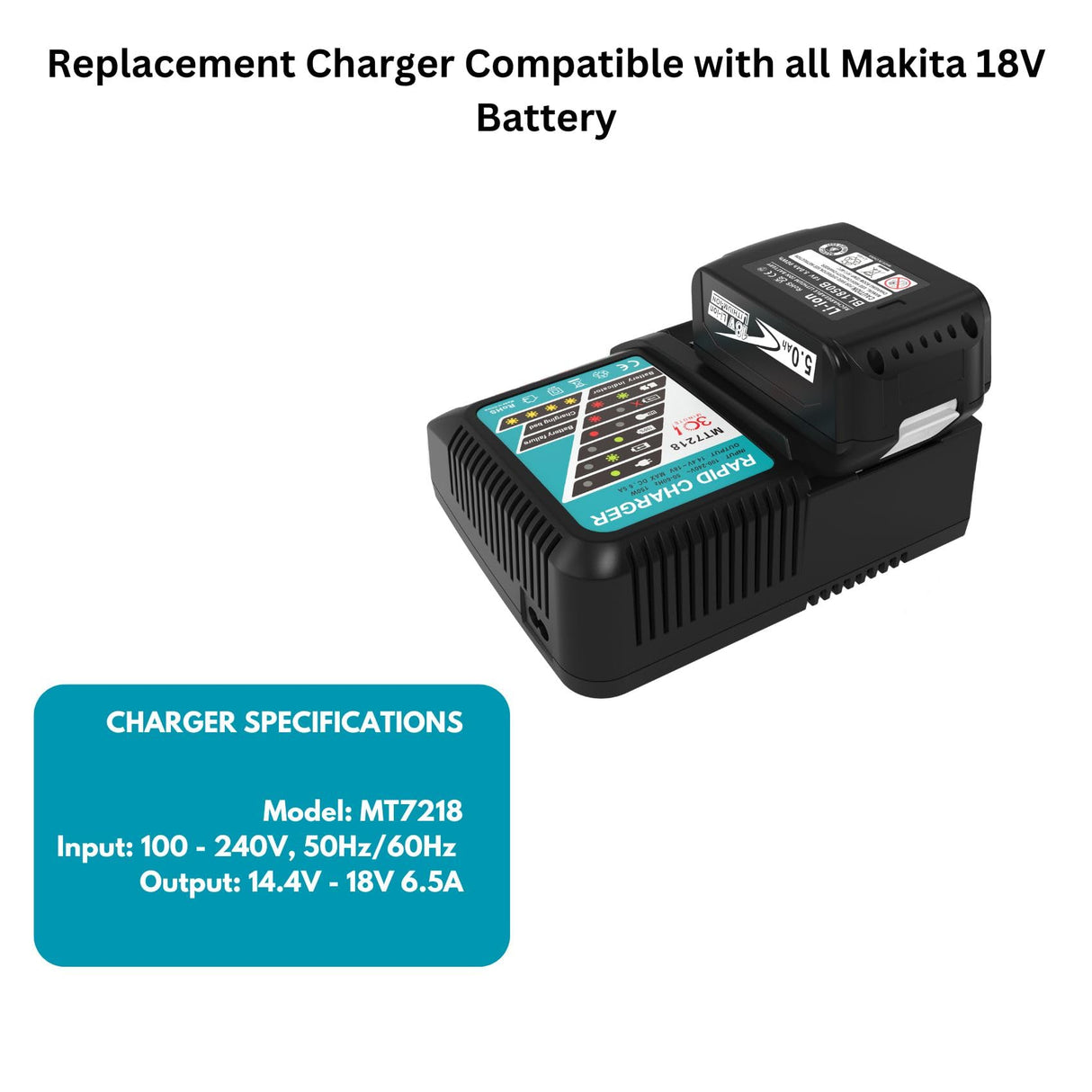 2Packs Upgraded 6.0Ah 18V BL1860B with LED Replacement Lithium-ion Battery and Charger Combo Set, Compatible with Makita 18 Volt Battery and Makita 18V Lithium-Ion Cordless Power Tools AmpoStaort