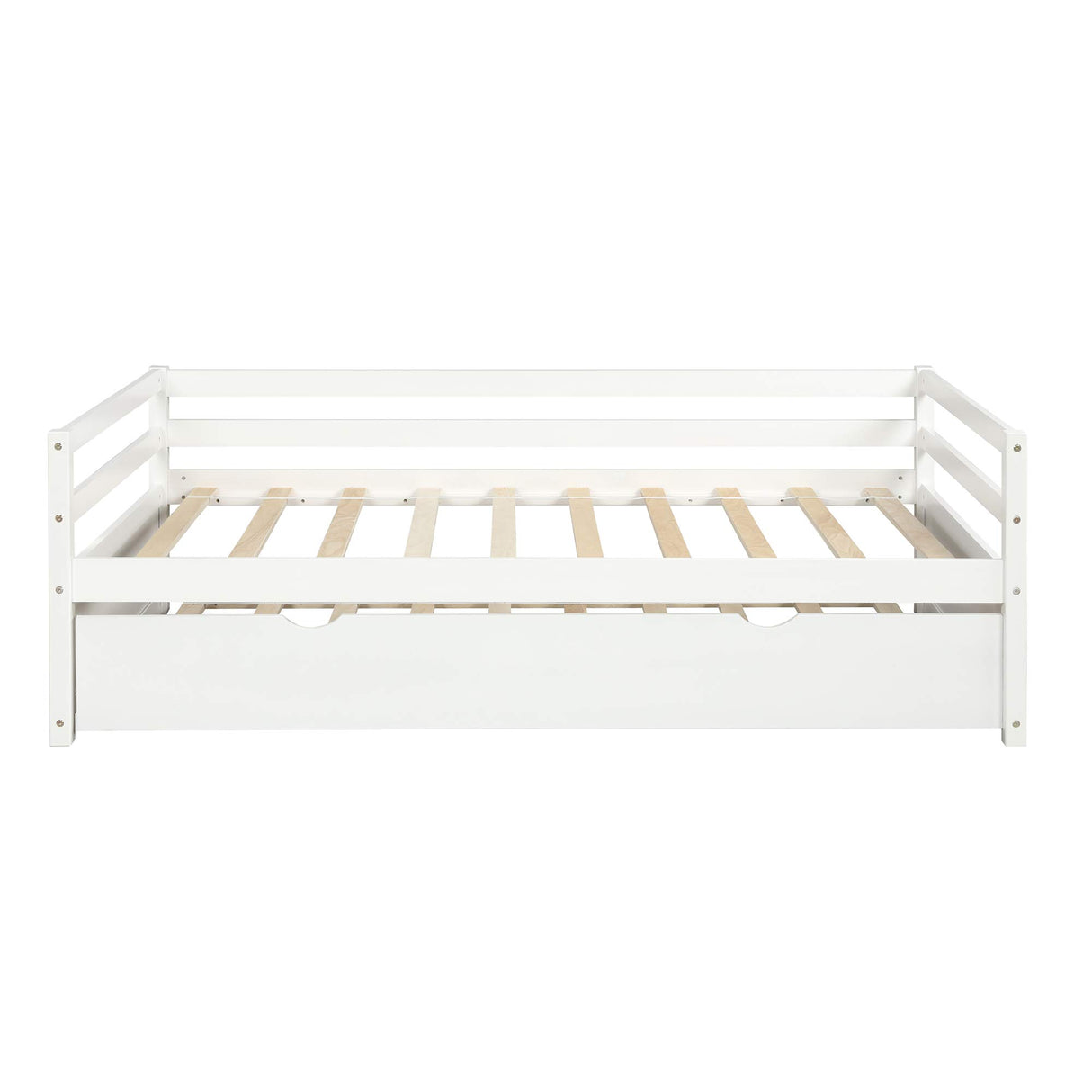 Merax Twin Daybed with Trundle, Solid Wood Captains Bed Twin Size Sofa Bed Frame (White) Merax