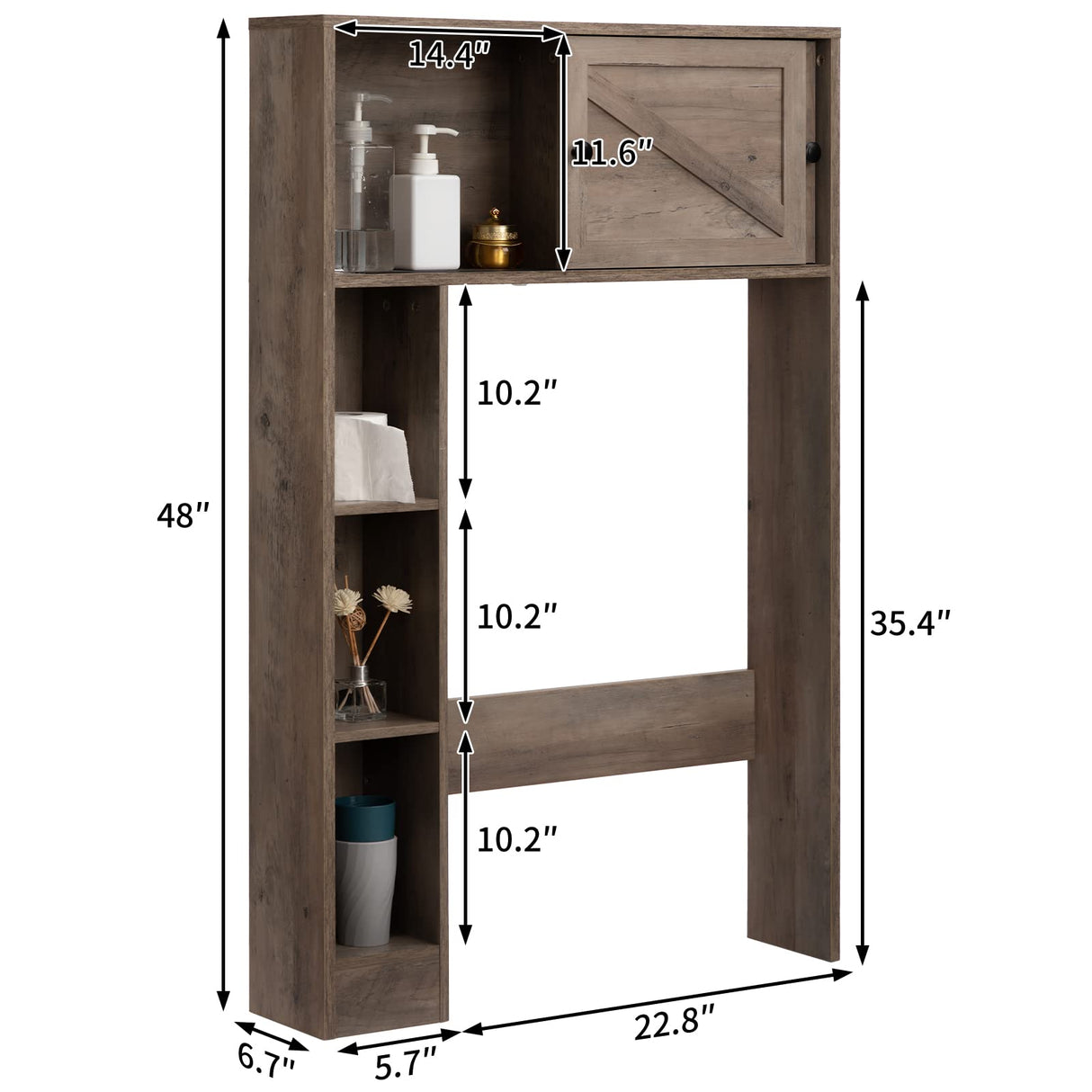 ALIMORDEN Over The Toilet Storage Cabinet, Bathroom Organizer Shelf with 2 Sliding Doors ALIMORDEN