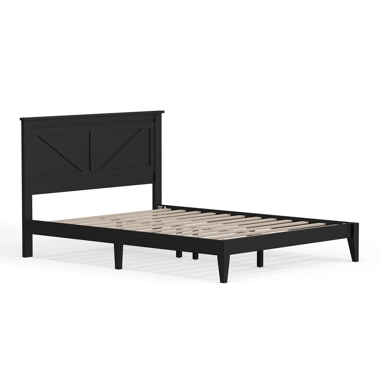 Glenwillow Home Farmhouse Solid Wood Platform Bed in Queen - Ebony (Black) Glenwillow Home