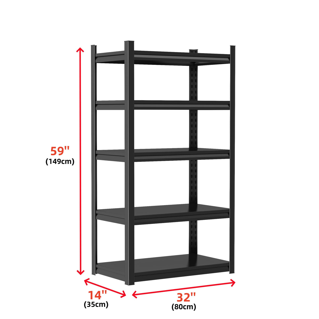 Notmise Garage Shelving 5-Tier Adjustable 3000Lbs - Heavy Duty Metal, Easy Assembly Black Industrial Shelf for Garage, Warehouse, and Basement(59" H x 32" W x 14" D) Notmise
