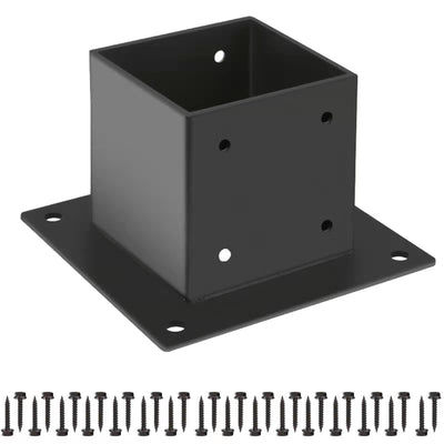 Grehitk 4×4 Post Base, Deck Post Brackets,Inner Size 3.5"x3.5" Thick Steel Fence Post Anchor Base,Heavy Duty Metal Black Powder Coated,for Supports Porch Railing Post Holders Pergola Brackets Kit