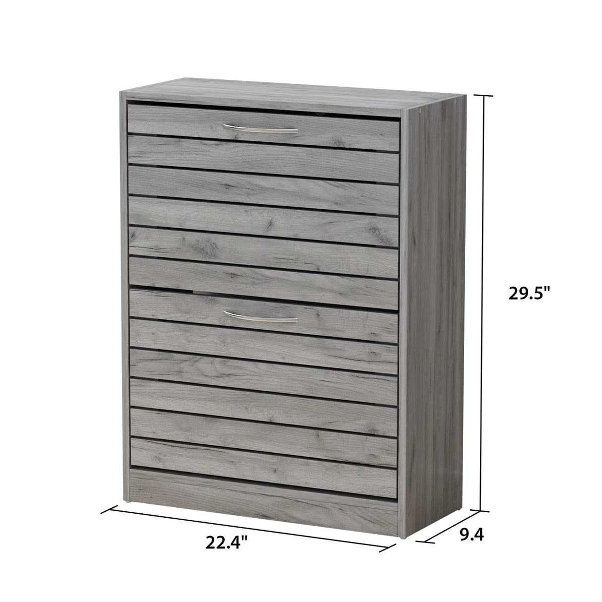 AIEGLE Shoe Storage Cabinet with 2 Flip Drawers for Entryway, Freestanding Shoe Rack Shoe Organiazer with Louver Drawers, Grey Wood (22.4" W x 9.4" D x 29.5" H) AIEGLE