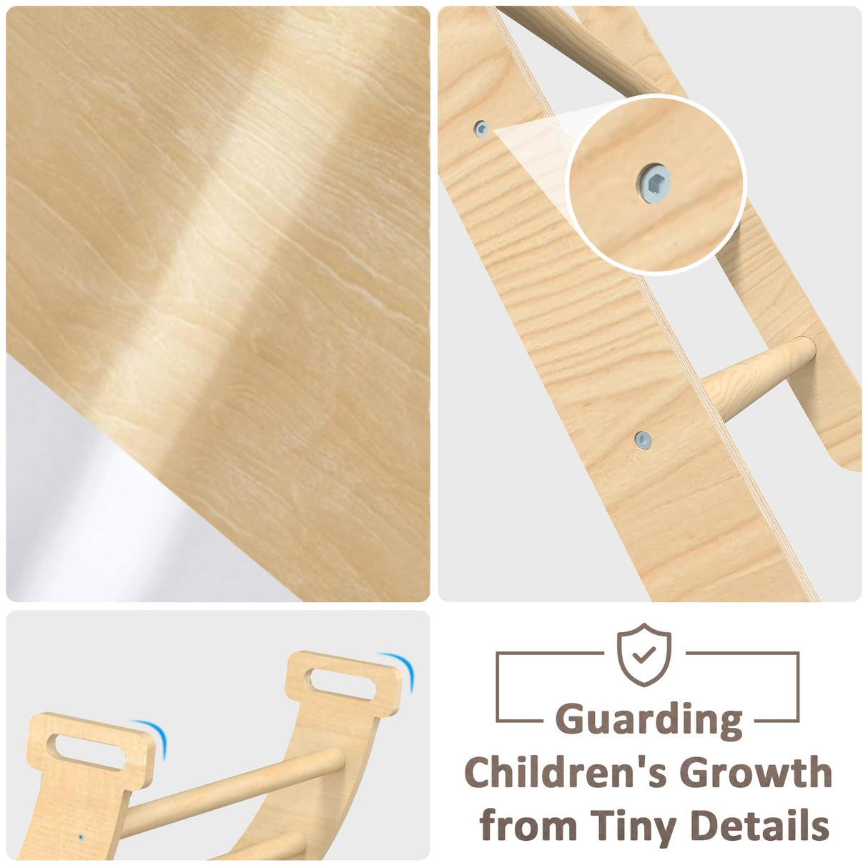 Wanmwill Pikler Triangle Set, 5 in 1 Toddler Climbing Toys, Wooden Montessori Climbing Set with Foldable Ladder & Arch & Ramp, Baby Climber Jungle Gym, Kids Indoor Playground(Natural) Wanmwill