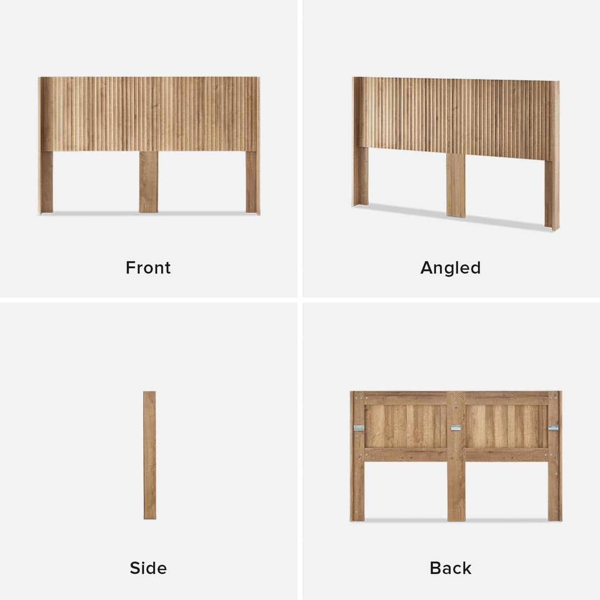 mopio Brooklyn 80.8" Headboard Only, Wood Headboard, Modern Farmhouse, Boho, Wall Mount, Fluted Panel, Wingback Design (Golden Oak, King) mopio