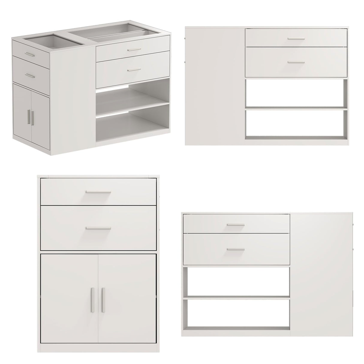 Maupvit Armoire Bedroom Closet Island with Glass Top, White Wardrobe Closet Island with 6 Drawers, Island Dresser with Display Shelf & Storage Cabinet, Walk in Closet Island for Bedroom Maupvit
