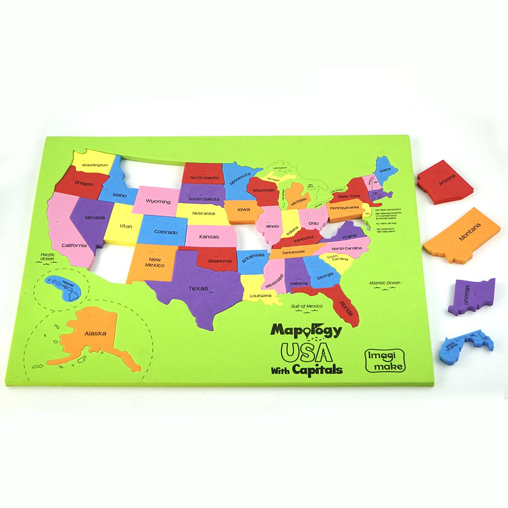 Imagimake Mapology USA Map with Capitals | Learning States and Capitals | US Geography Toys for Ages 5-7 | Jigsaw Puzzles for Kids Ages 8-10 Years | Educational Toys for Ages 8-13 Imagimake