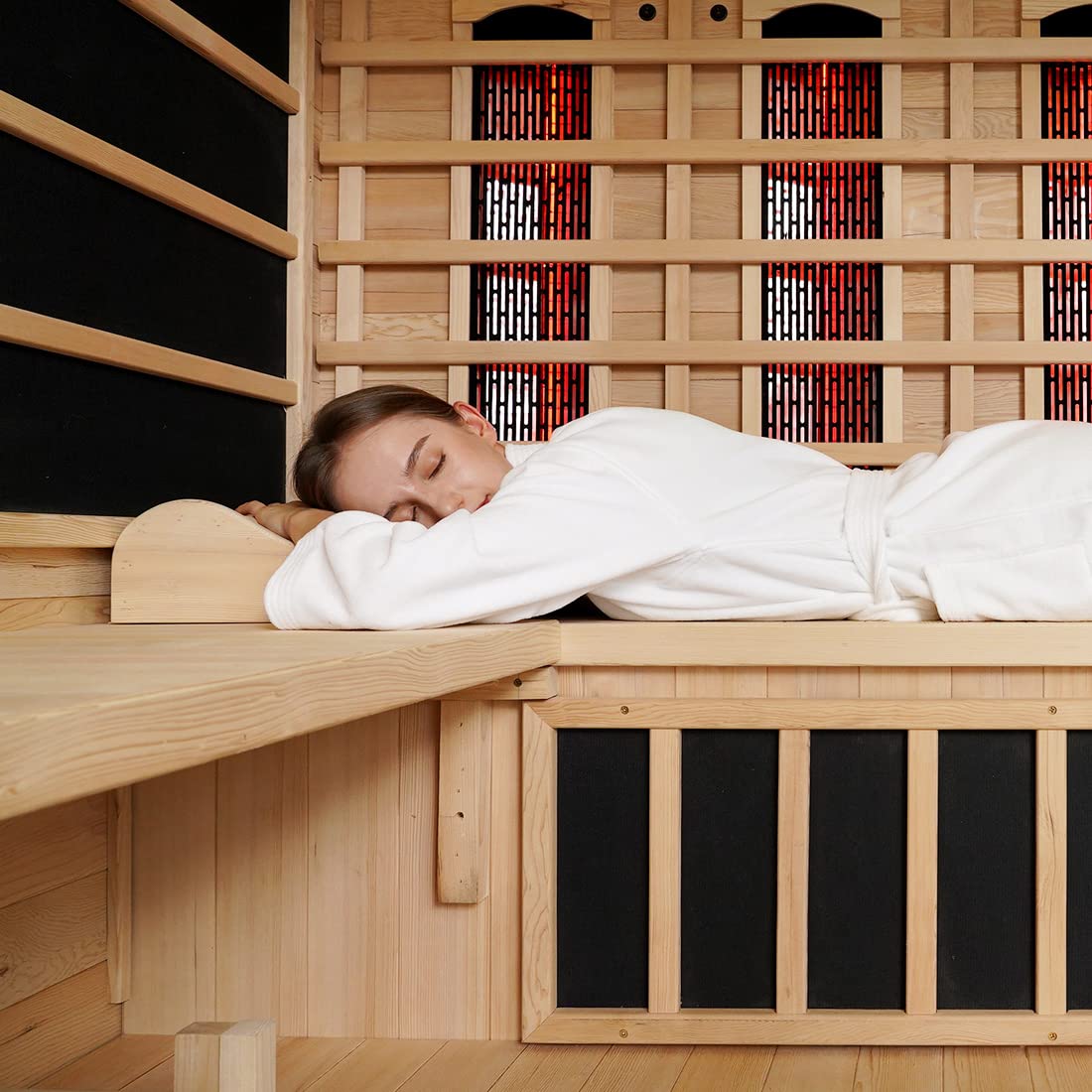 amocane Sauna Headrest, Wooden Sauna Pillow, Sauna Accessories for Infrared & Steam & Barrel Sauna Room for Recovery Wellness Relaxation (1, Hemlock) amocane