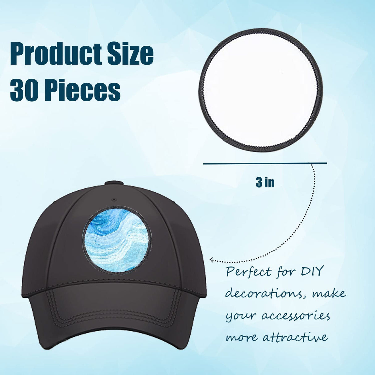 30 Pieces Blank Sublimation Patches Fabric Iron-on Patch Repair Patches Decorative Patches for DIY Crafts, Hats Clothes Uniforms Shoes Bags Backpacks (Round) BOYIVI