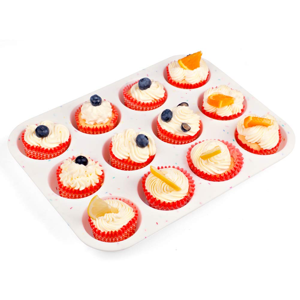 SHEbaking Silicone Muffin Pan Regular 12 Cups Muffin Tin for Muffin and Cupcakes Non-stick Bakeware Durable Baking Mold Cupcake Molds BPA Free SHEbaking