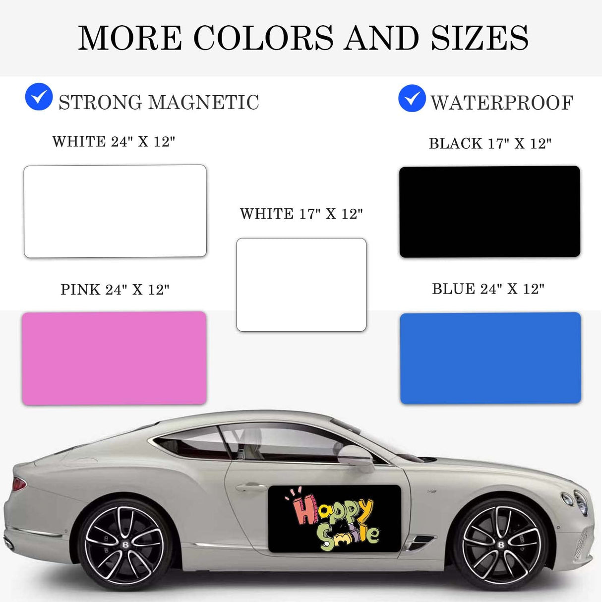 OUCPC Black Blank Car Magnets with 40 mils, 2 Pack 24” x 12” Car Magnets and Decals, Rounded Corners Car Door Magnets, Magnet for Car to Advertise Business, Prevent Car Scratches & Dents OUCPC