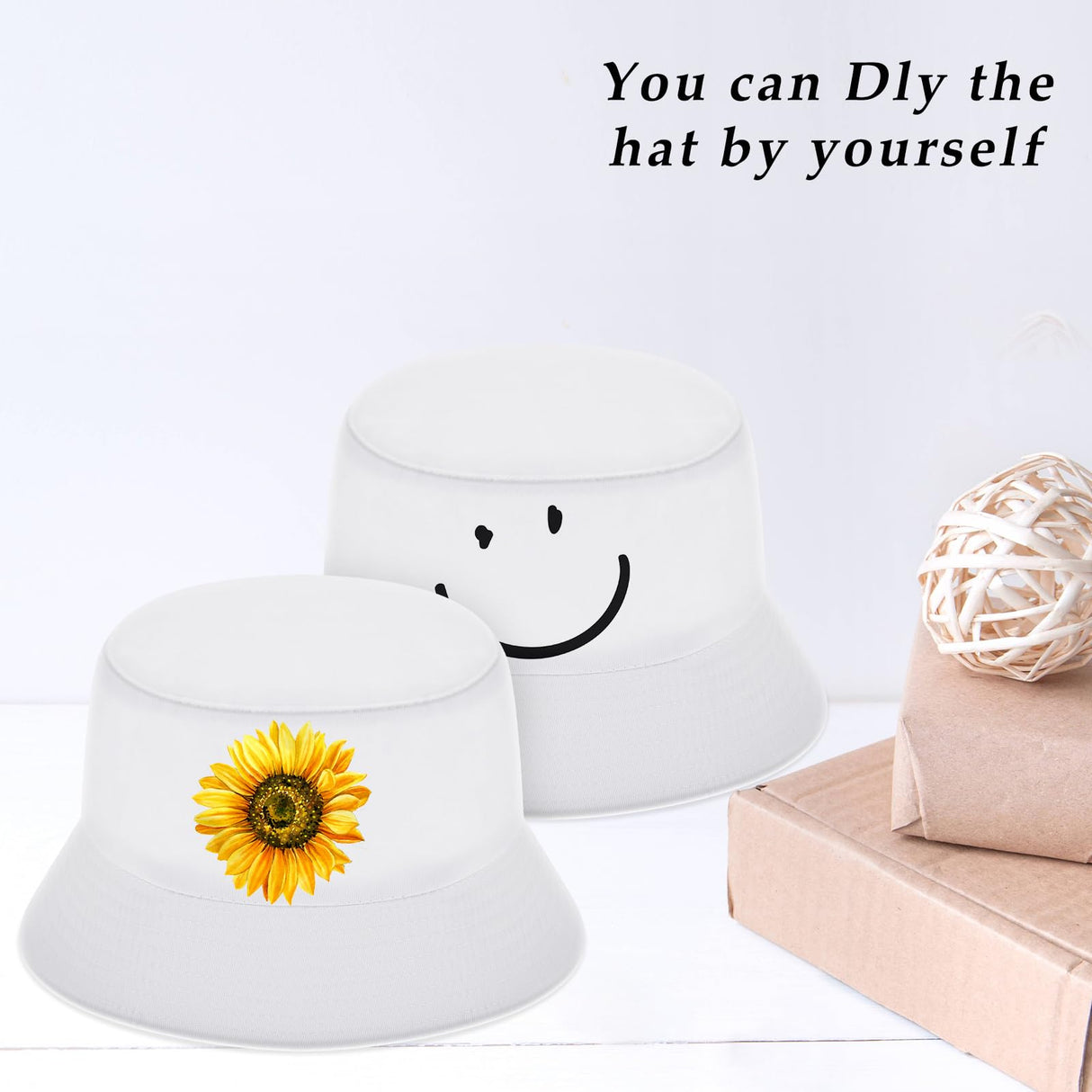 Toulite 10 Pcs Sublimation Blank Bucket Hat for Women Men Cotton Beach Fishing Cap Sublimation Hats Unisex Packable Hat for Travel Summer White Toulite