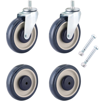 FLKQC Shopping Cart Caster Wheel | Polyurethane Shopping Cart Wheels with Hardware | 4 Pack 5 inch Shopping Cart Wheels Replacement Kit for Retail Stores (Blue)