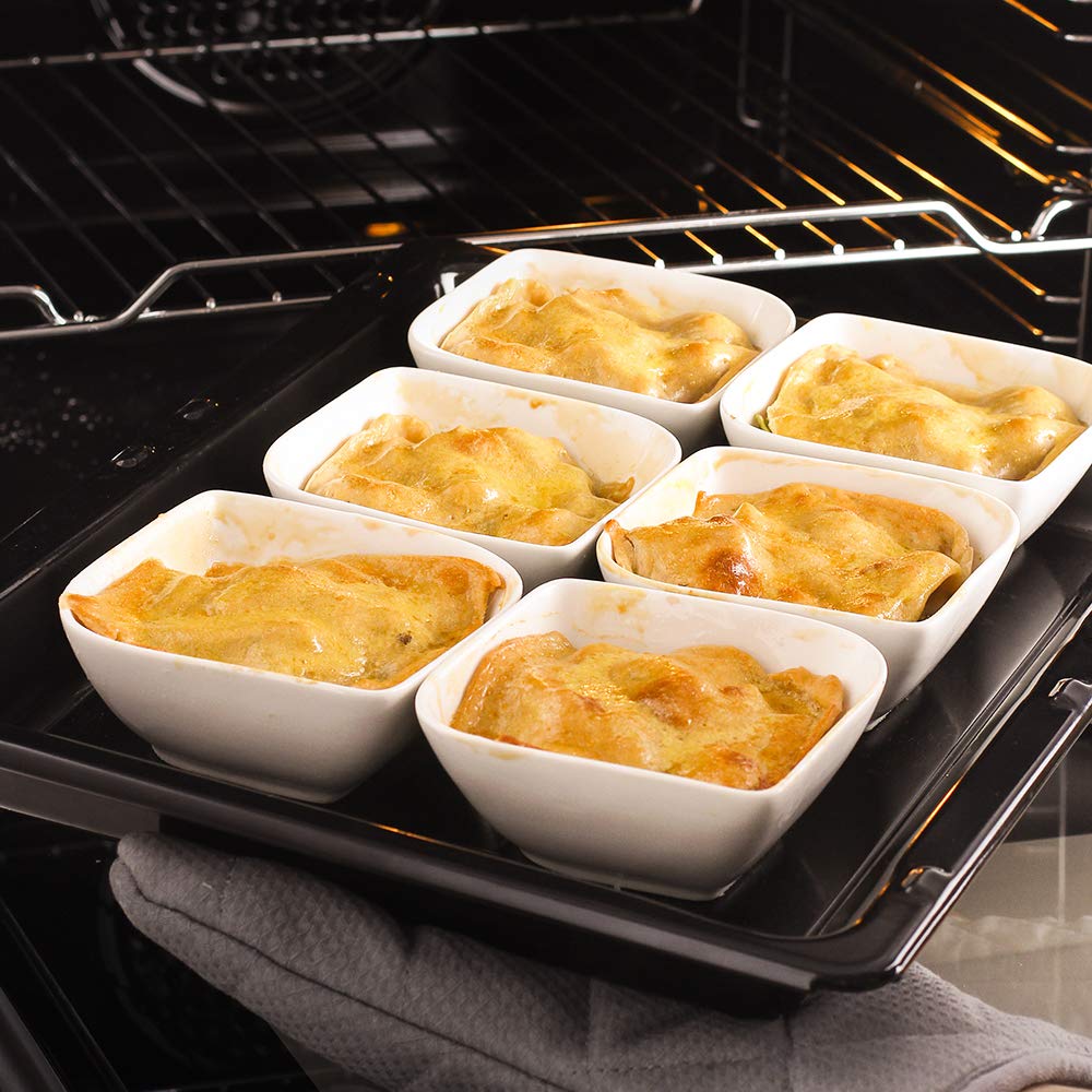 DOWAN Ramekins 8 oz Oven Safe, Creme Brulee Ramekins, White Dessert Bowls, Small Serving Bowls, Porcelain Ramekins for Sauce, Souffle, Dipping, Pudding, Custard Cups, Set of 6 DOWAN