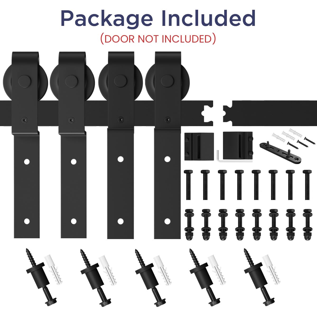SMARTSTANDARD 6 Feet Bypass Sliding Barn Door Hardware Kit - for Double Wooden Doors-Single Track - Smoothly & Quietly - Easy to Install-Fit 60" Opening SMARTSTANDARD