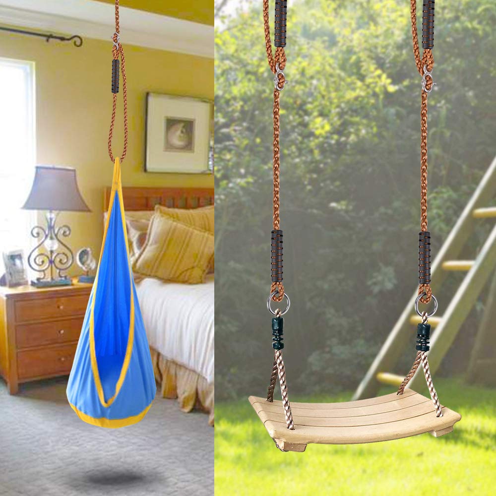 SELEWARE Tree Swing Rope Hammock Chair Strap Hanging Kit,Length Adjustable Nylon Rope Holds to 1000lbs,Perfect for Playground Set, Children Swing, Outdoor Hammock and Hanging Chair, 40 Inch SELEWARE