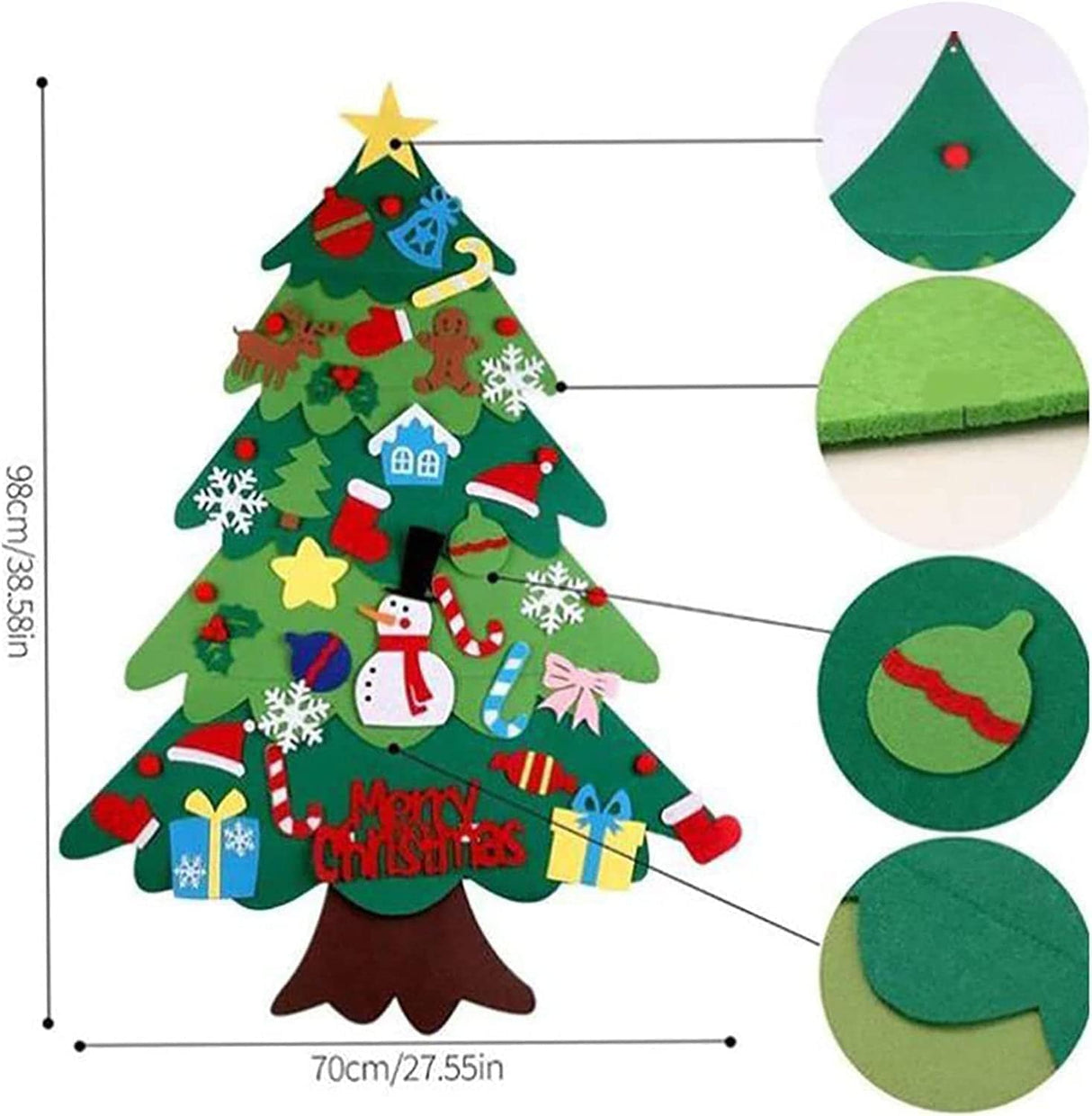 Felt Christmas Tree for Toddlers, Montessori Felt Christmas Tree with Lights for Kids Syansju