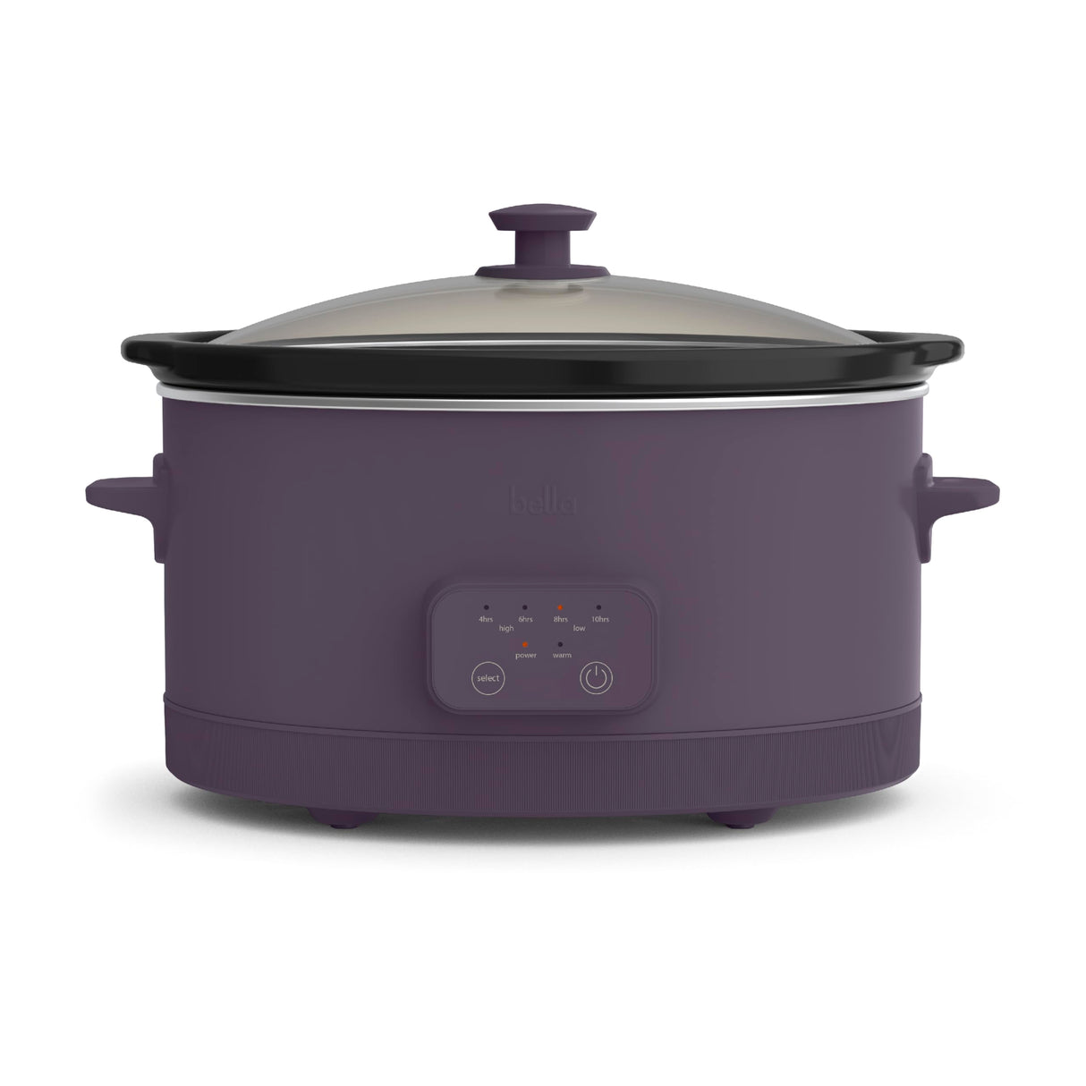 bella 6.0 Qt Programmable Slow Cooker, EverGood™ Ceramic Nonstick Coating, Adjustable Temperature & Cooking Times, Dishwasher Safe Stoneware Pot & Tempered Glass Lid, Tangle Free Cord Wrap, Plum BELLA
