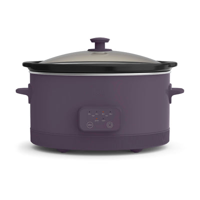 bella 6.0 Qt Programmable Slow Cooker, EverGood™ Ceramic Nonstick Coating, Adjustable Temperature & Cooking Times, Dishwasher Safe Stoneware Pot & Tempered Glass Lid, Tangle Free Cord Wrap, Plum