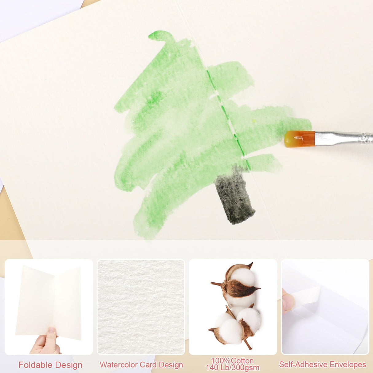 30 Sets Blank Watercolor Cards with Envelopes, 140lb/300GSM Cotton Watercolor Paper Cards, 4 x 6 in Foldable Watercolor Postcards with Envelopes for Greeting Cards Birthday Wedding Invitations ProSuites