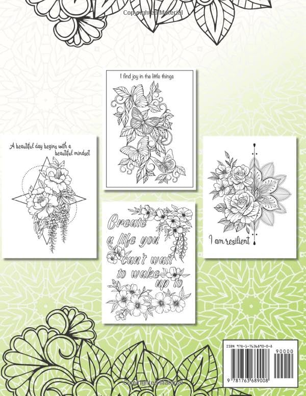 Stress-Free Zone: Inspirational Affirmations - Adult and Teens Coloring Book WoodArtSupply