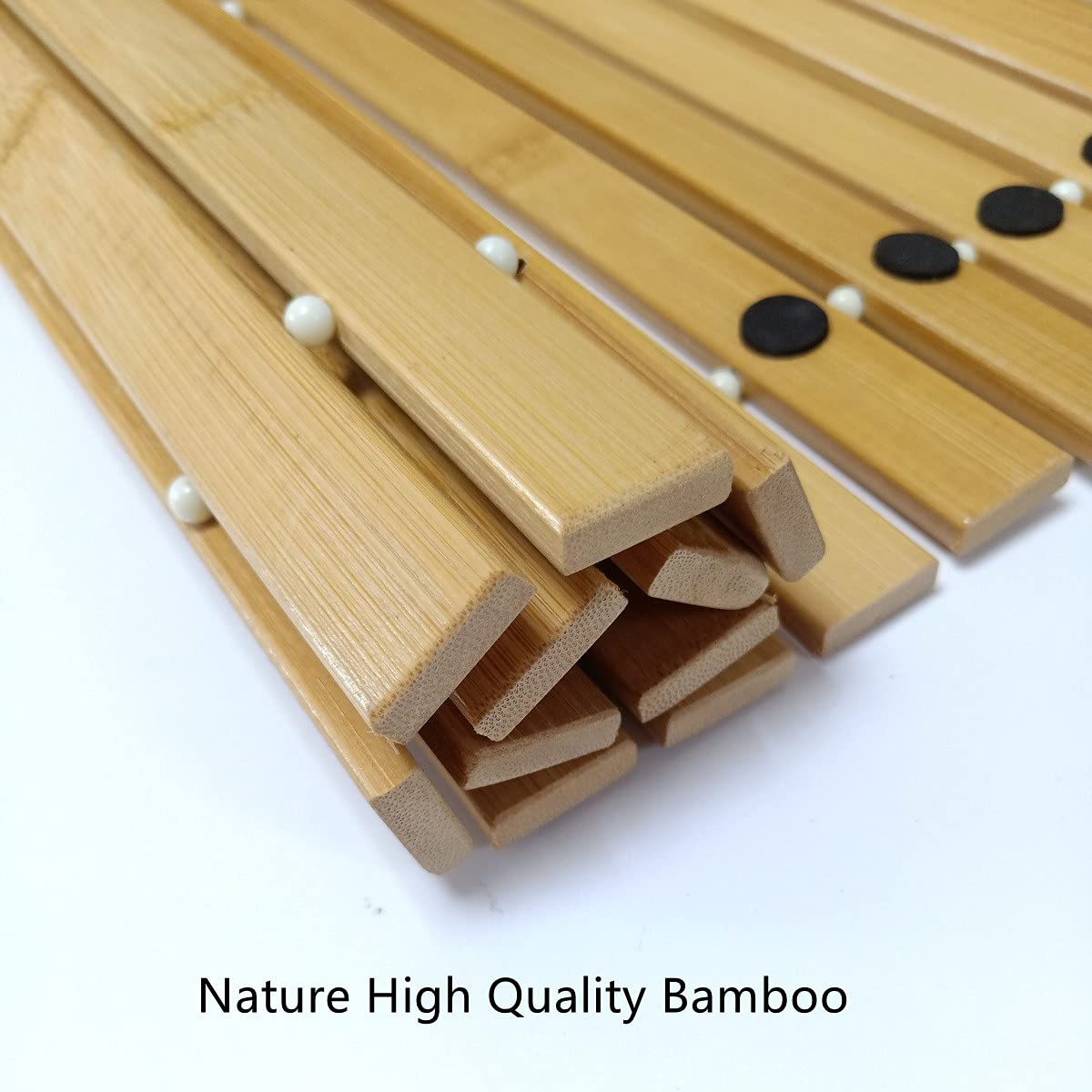 HJJKKH Bath Floor Mat,Floding Bamboo Wood Bath Mat,Bamboo Shower Mat,Roll-Up Bamboo Wood Bath Floor Mat,Foldable Teak Bath Mat for Bathtub,Shower,Sauna (15.7x47.2 inch) HJJKKH