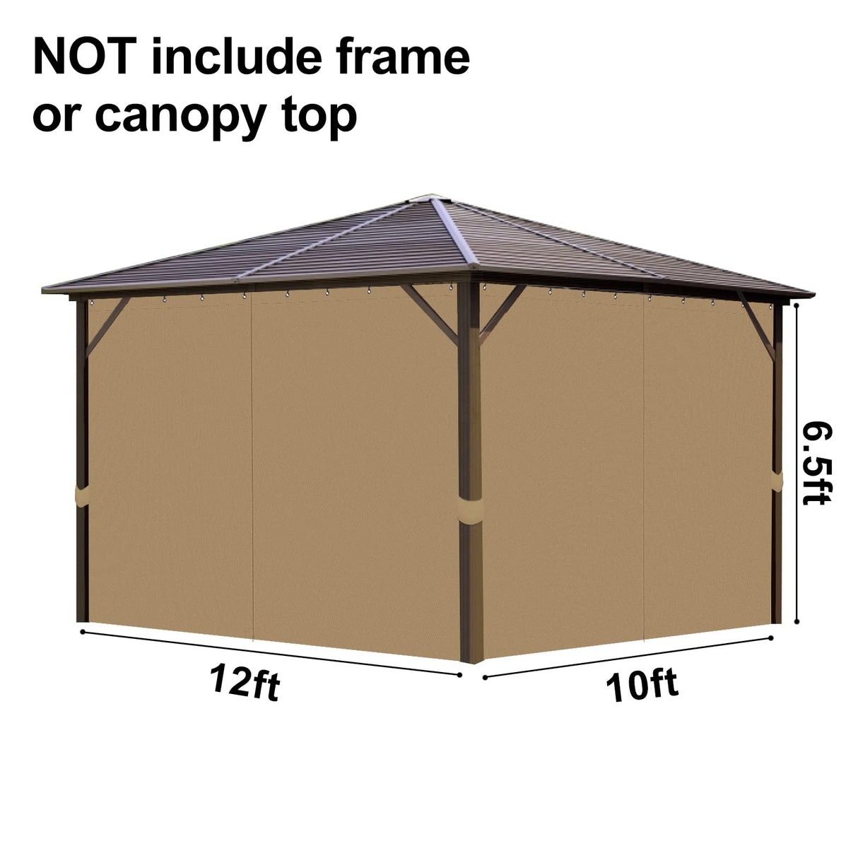 AONEAR Gazebo Privacy Curtains 10' x 12' with Zipper 4-Panels Side Wall Universal Replacement for Patio, Outdoor Canopy, Garden and Backyard (Curtain Only) aonear