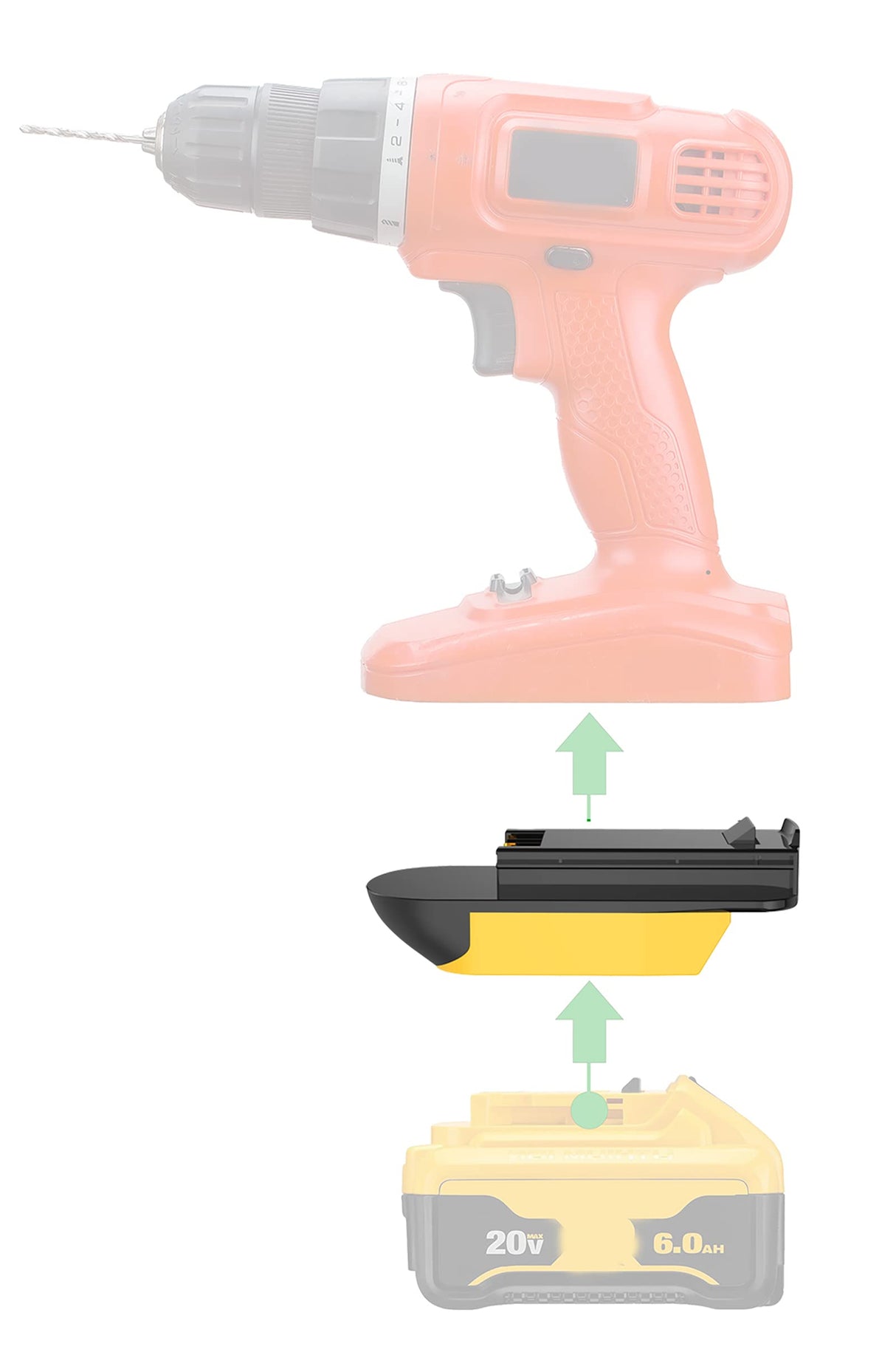 X-Adapter 1x Adapter Only Fits Black & Decker Old 18v Cordless Tools Compatible with DeWalt 20v MAX XR DCB205 Slider Lithium Batteries - Adapter Only, (DW-OLD 18BD) X-Adapter