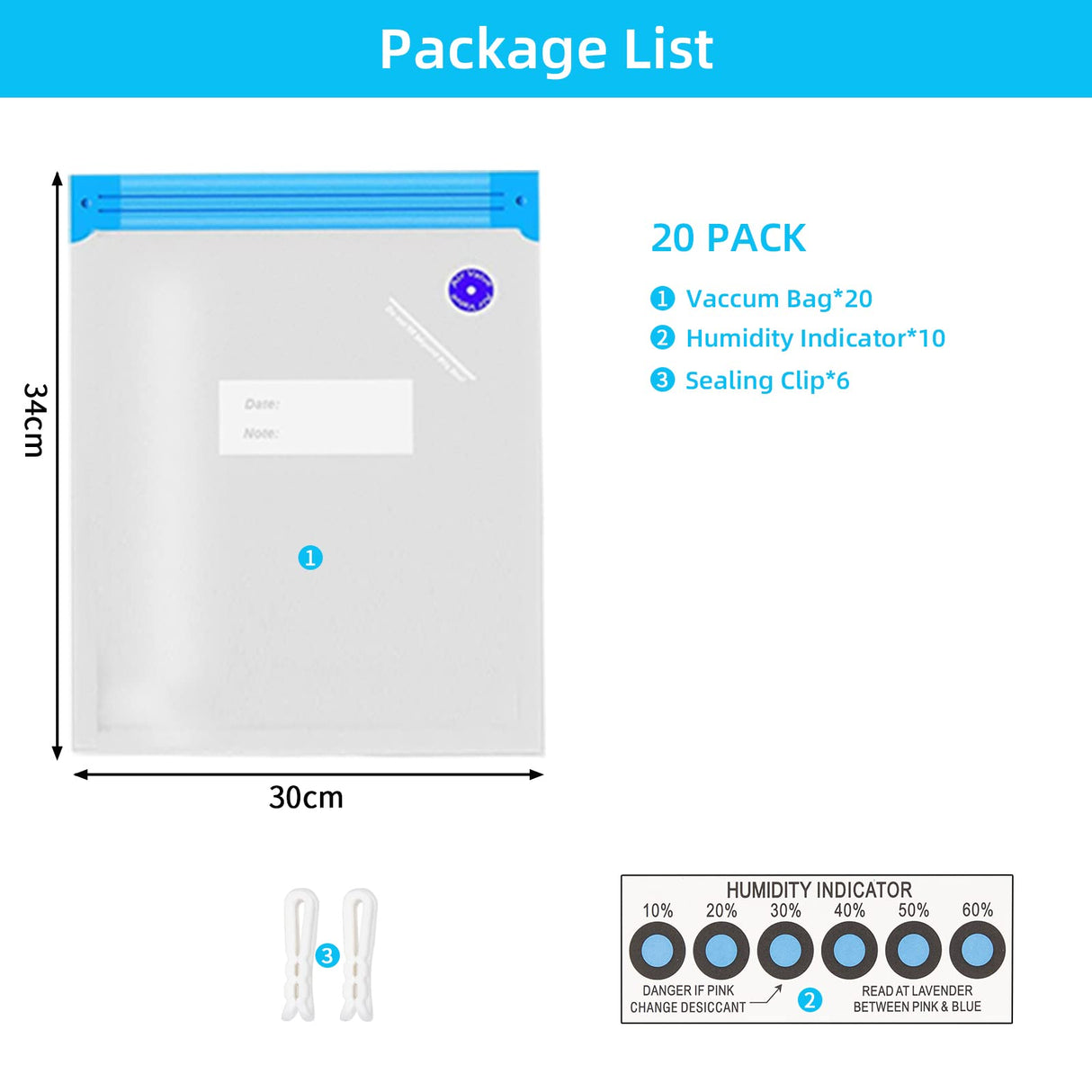 Domsanistor 3D Printing Filament Storage Bag Vacuum Kit, 20 Spool Storage Sealing Bags, Dust Proof Humidity Resistant 11.8 x 13.4 in for 1kg Spool Domsanistor