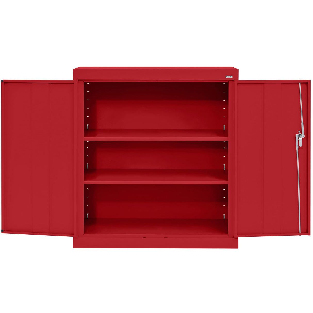 Sandusky CA21361836-01 Classic Series Counter Height Metal Storage Cabinet with Adjustable Shelves, Locking Handle, 18" D x 36" W x 36" H, Red Sandusky