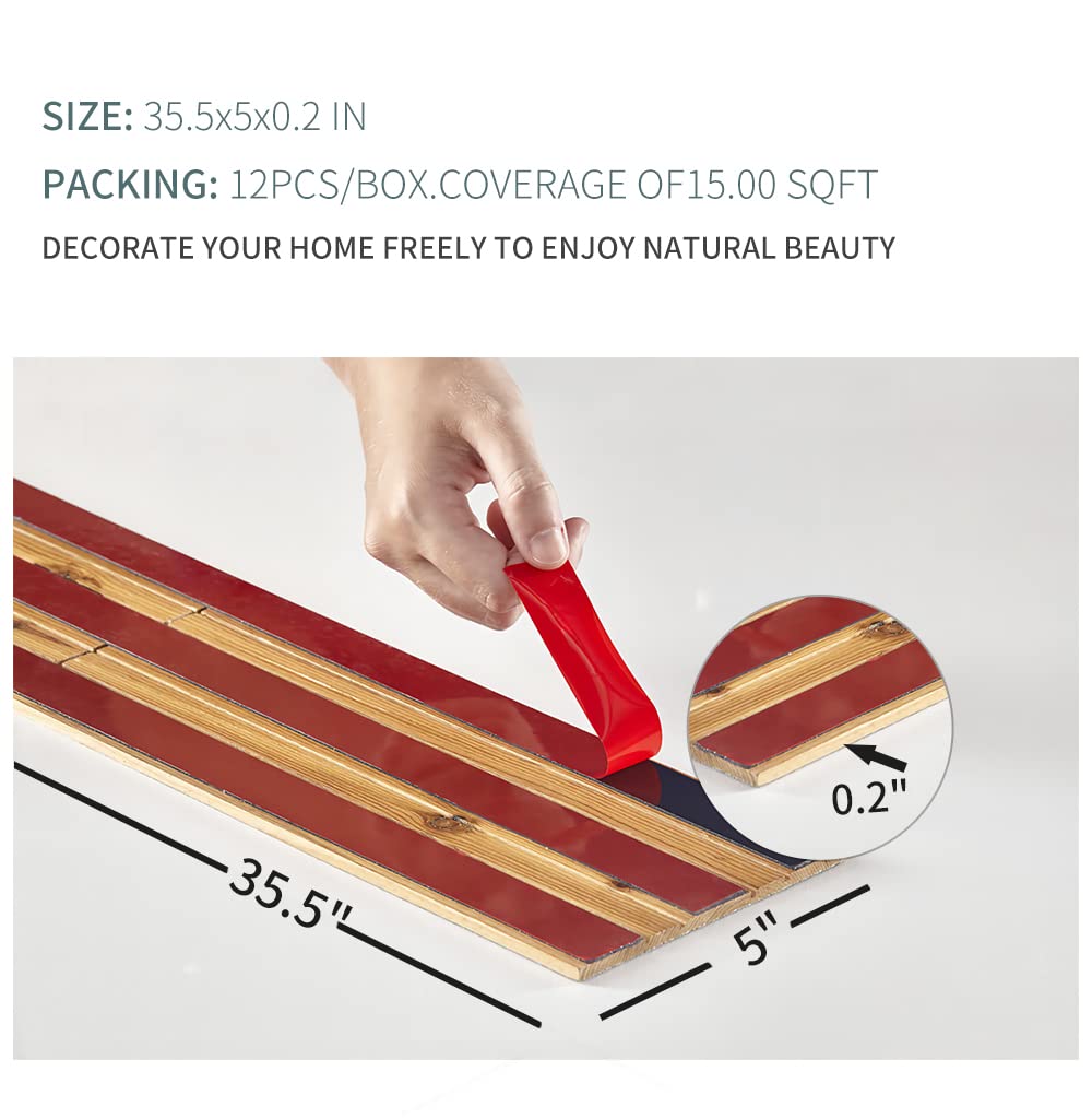 SINGULARWOOD Wall Planks,Real Rustic Accent Wood Panels for Interior Wall Decor,DIY Peel and Stick Easy Installation (12 Sheets/14.50 Sq Ft/Box),Rustic Black SINGULARWOOD