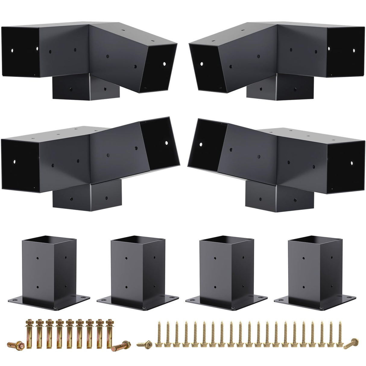 HAYOHRT 15° Pergola Brackets 75° Pergola Brackets Corner Bracket with Post Base Gazebo Kit for 4x4'' (Actual 3.5x3.5 in) Wooden Beams Lumber Gazebos Patio Pergola Sheds HAYOHRT